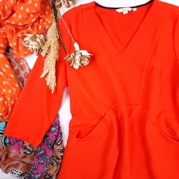 BODEN Orange Cream Thick Knit Pocketed Dress Sz 12R - Picture 13 of 13